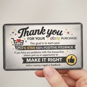 50 eBay Thank You Cards | 5-Star Feedback Reminder Inserts for Sellers 3.5x2